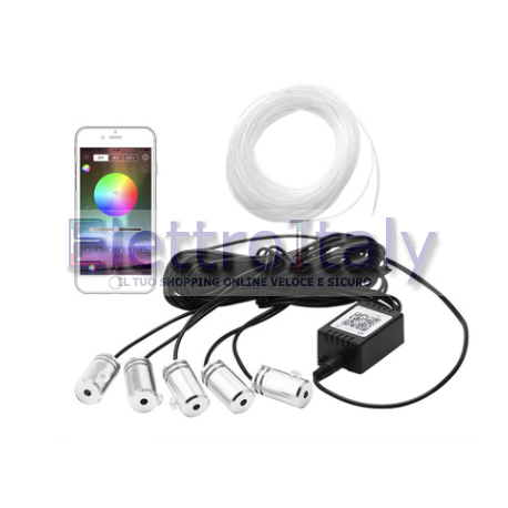 Kit Illuminazione Ambient interno 5 led RGB in Fibra ottica con APP